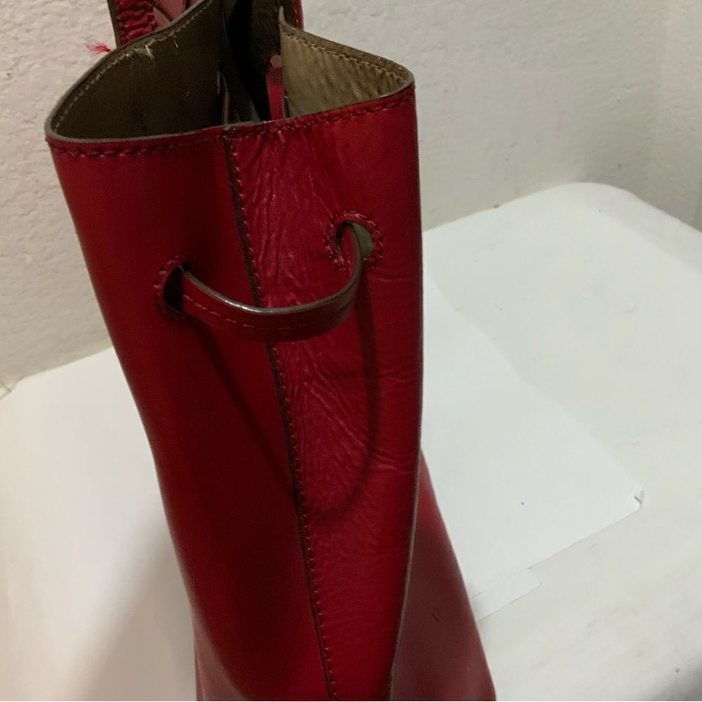 Ralph Lauren Red Leather Tote drawstring open top - Picture 11 of 11